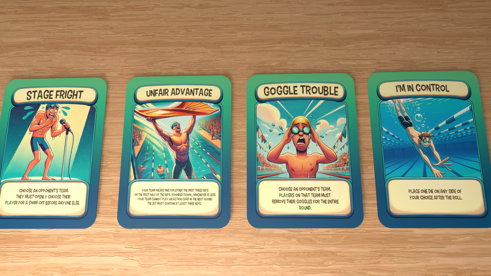 Action card on a table
